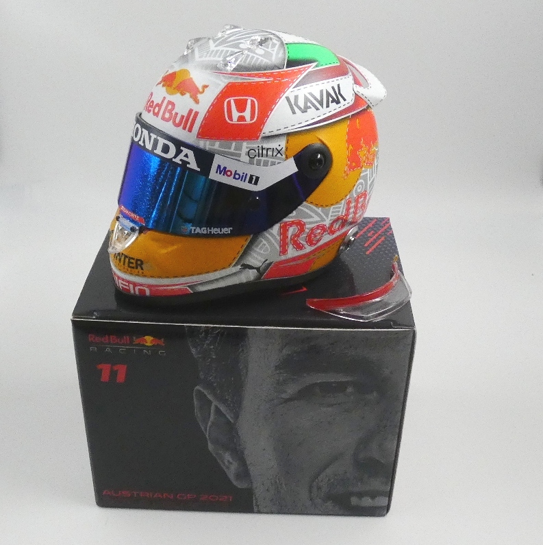 Sergio Perez 2021 Austrian GP Schuberth half scale Red Bull race