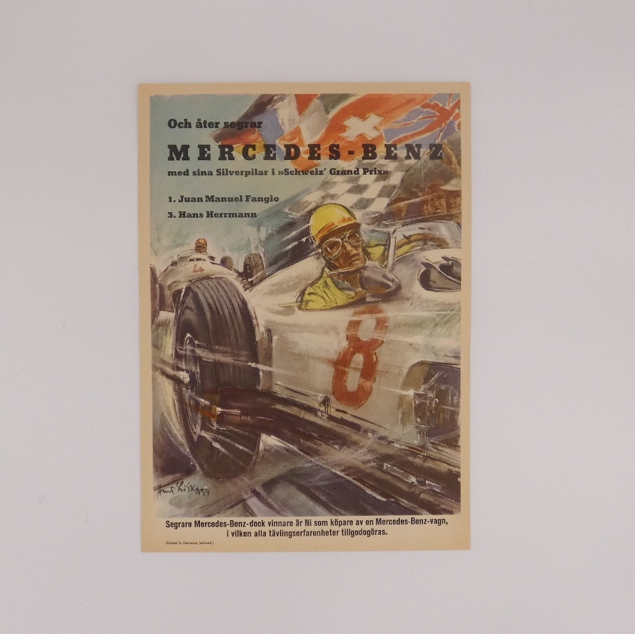 thumbnail image 2 of Liskars 1954 Mercedes Benz Vintage Auto Race Art Print – Large 27.5x39.5, Offset Lithograph, Unframed 2 of 6