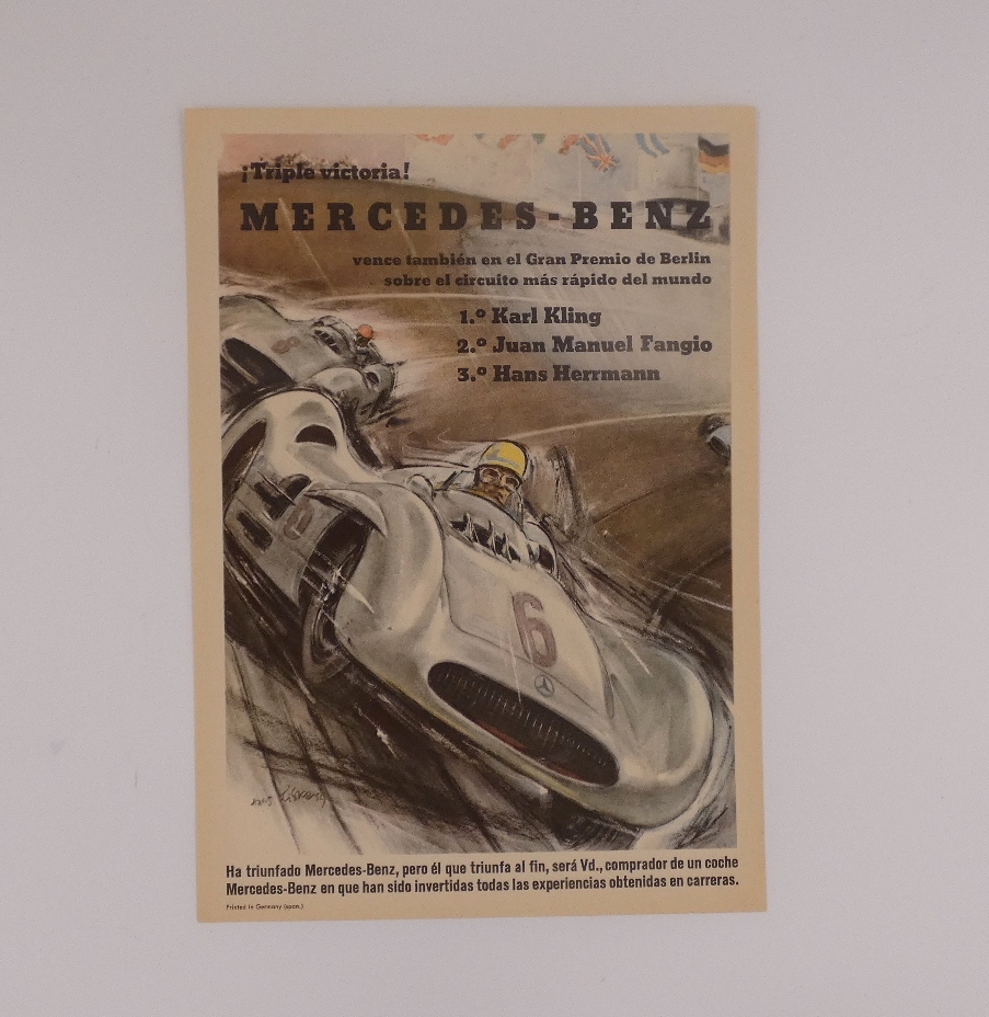 thumbnail image 2 of Liskars 1954 Mercedes Benz Vintage Auto Race Art Print – Large 27.5x39.5, Offset Lithograph, Unframed 2 of 6